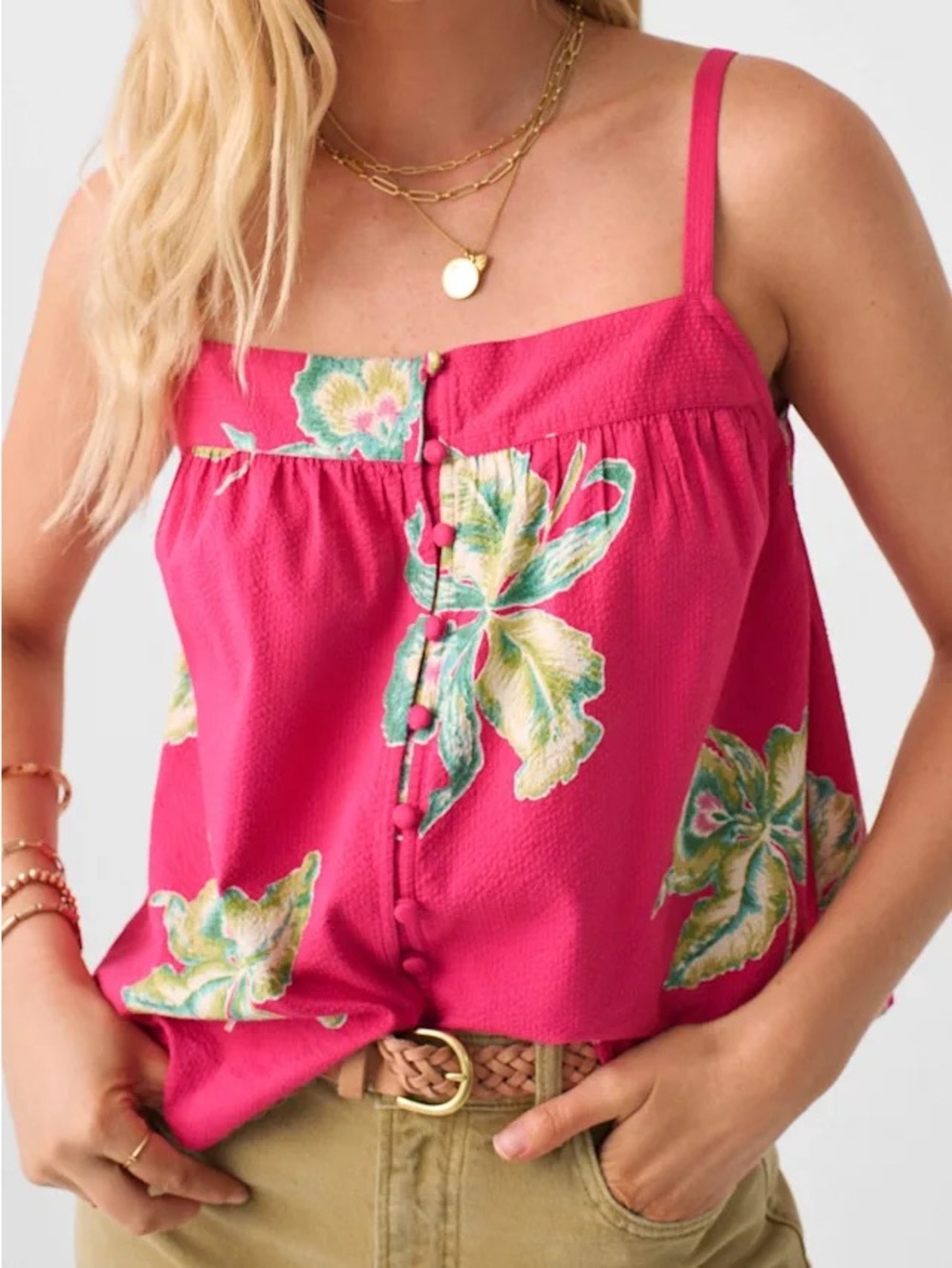 Faherty Marina Floral Button-Front Cami